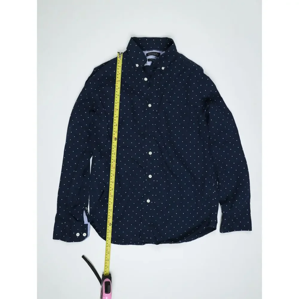 Banana Republic Camden Fit Polka Dot Button Down Shirt M Blue 100% Cotton Casual